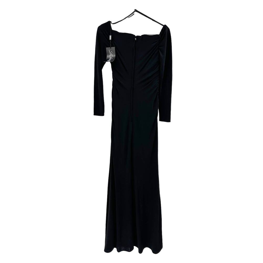 La Femme 28054 Black Off the Shoulder Long Sleeve Jersey Gown Size 4 NWT - Picture 5 of 8